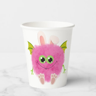 Cute fluffy rabbit monster pappbecher