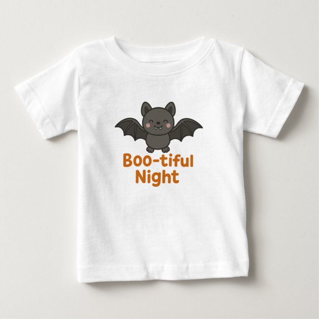 Cute Flying Bat Boo-tiful Night Halloween Design Baby T-shirt (Vorderseite)