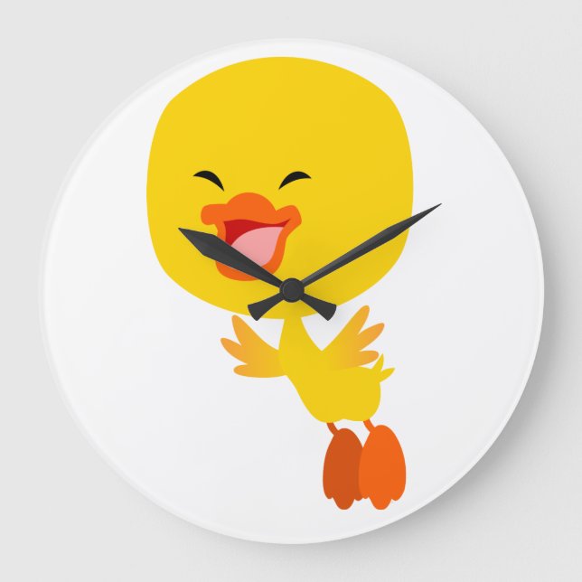 Cute Flying Cartoon Duckling Wall Clock Große Wanduhr (Vorderseite)