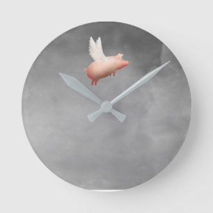 cute flying pig wall clock runde wanduhr