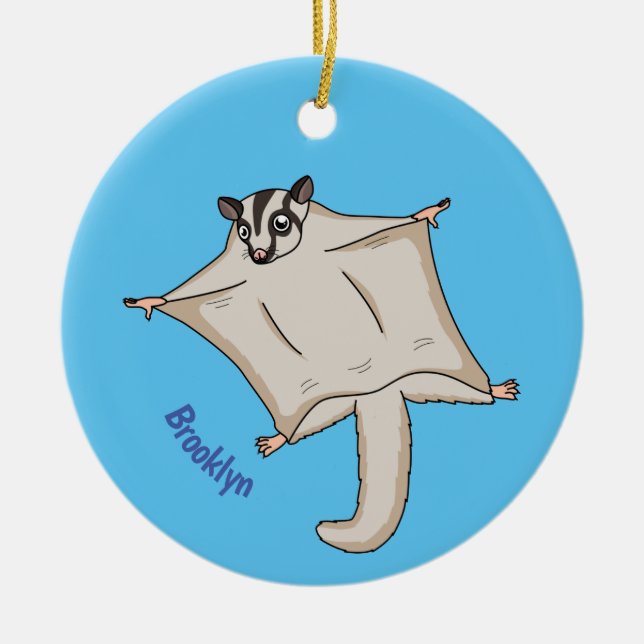 Cute flying sugar glider cartoon illustration keramik ornament (Vorne)