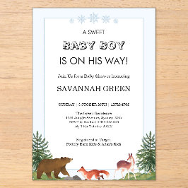 Cute Forest Animals Baby Boy Shower Design Acryleinladungen