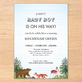Cute Forest Animals Baby Boy Shower Design Acryleinladungen
