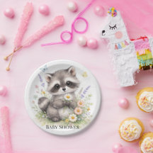 Cute Forest Baby Raccoon Baby Shower 
