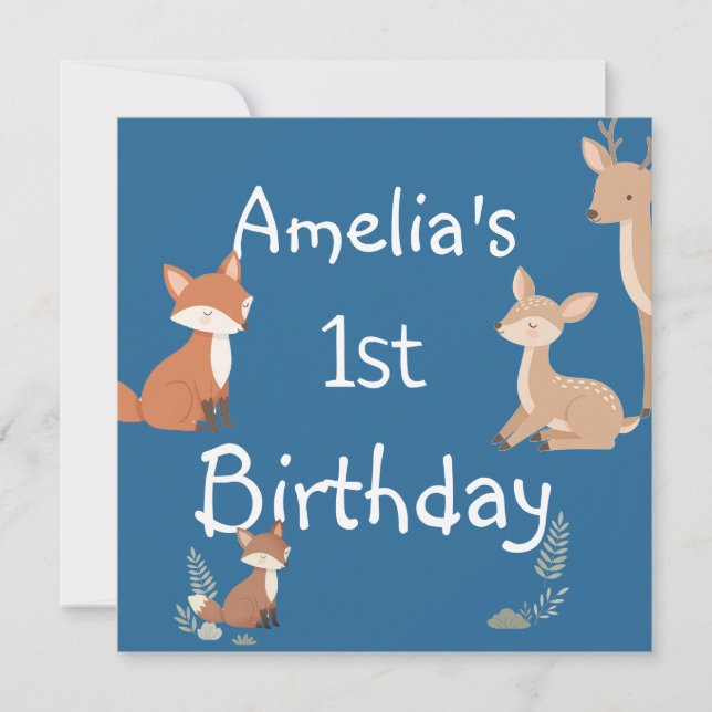 Cute Forest Friends Birthday Invitation  (Vorderseite)