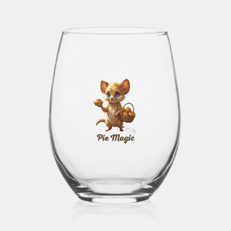 Cute Forest Mouse with Pies Weinglas Ohne Stiel