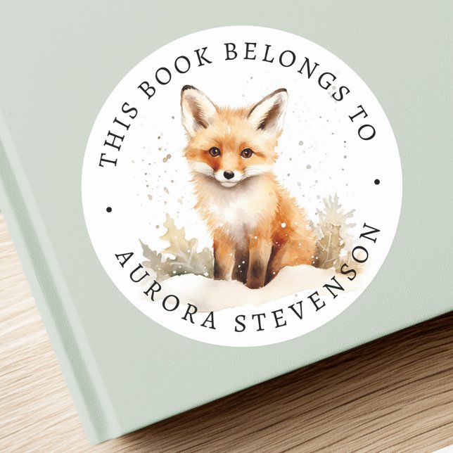 Cute forêt fox bibliothèque livre étiquette (Cute woodland fox library book label)
