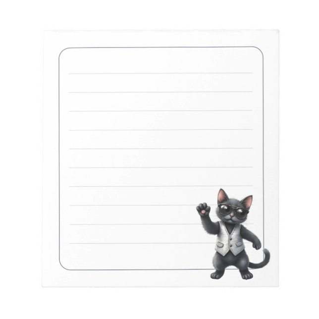 Cute Formal Black Cat Tuxedo Lined Writing Notizblock (Vorderseite)