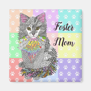 Cute Foster Maman Aimant Chat