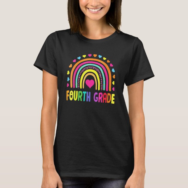 Cute Fourth Grade Rainbow Girls Kids Teacher Team  T-Shirt (Vorderseite)