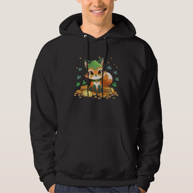 Cute Fox and Gold Coins St Patrick s Day Fox   1 Hoodie (Vorderseite)