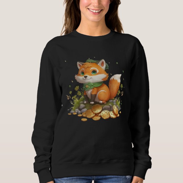 Cute Fox and Gold Coins St Patrick s Day Fox Sweatshirt (Vorderseite)