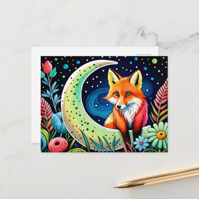 Cute Fox animal lovers Postkarte (Vorderseite/Rückseite Beispiel)
