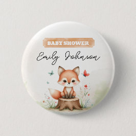 Cute fox baby shower button