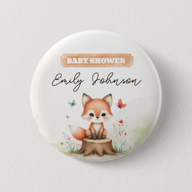 Cute fox baby shower  button (Vorderseite)
