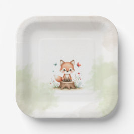 Cute fox baby shower pappteller