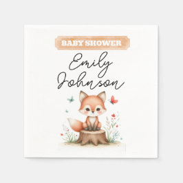 Cute fox baby shower serviette