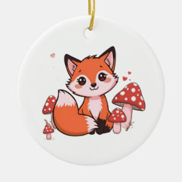 Cute Fox Design – Adorable & Whimsical Artwork  Keramik Ornament