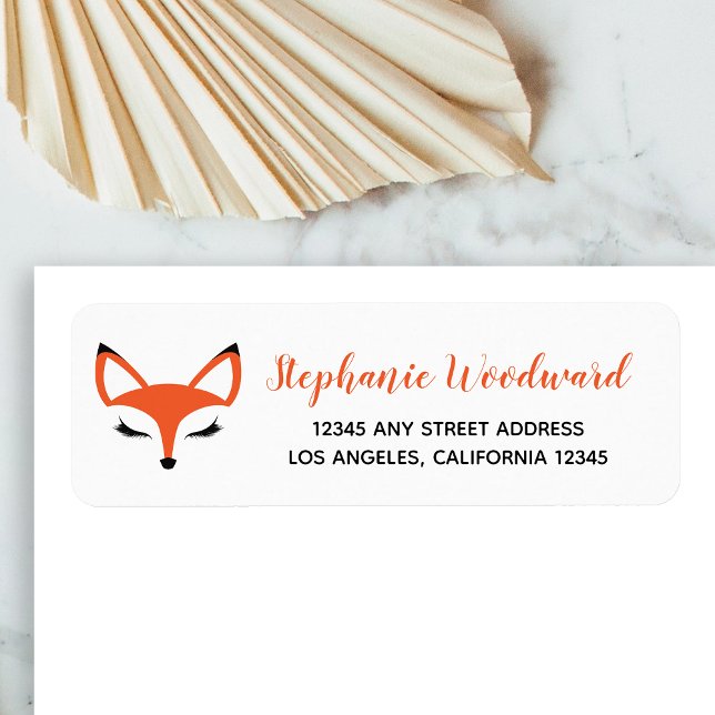 Cute Fox Face Script Return Address Label (Von Creator hochgeladen)