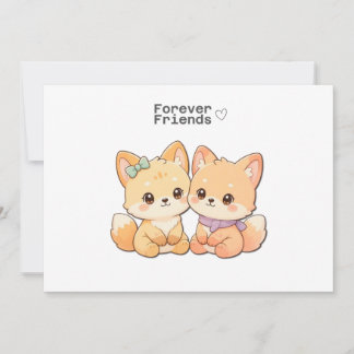Cute Fox Forever Friends – Best Friend Card Einladung