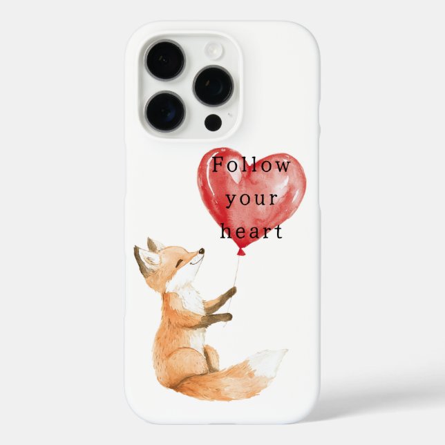 Cute Fox Heart Balloon iPhone 16 Pro Hülle (Rückseite)
