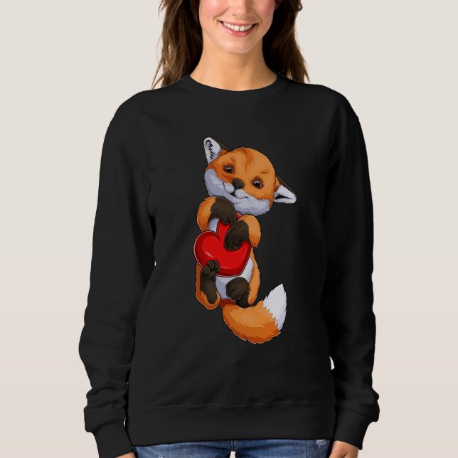Cute Fox Heart Valentine's Day Boys Kids Fox Anima Sweatshirt (Vorderseite)