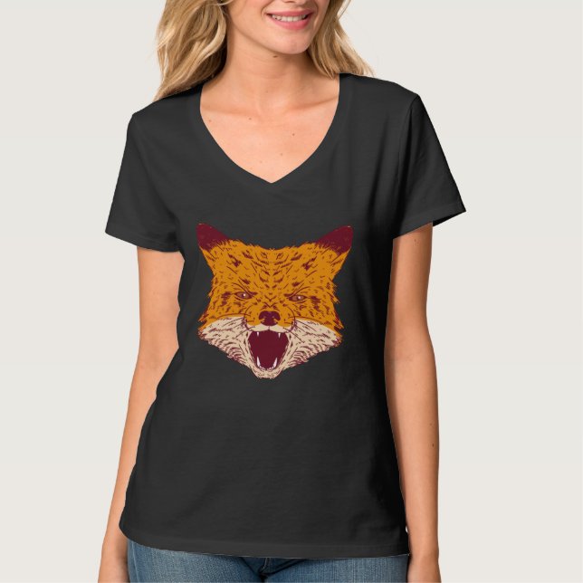 Cute  Fox Howling Artwork T-Shirt (Vorderseite)