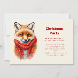 Cute Fox in a Red Scarf Autumn Image Christmas Einladung