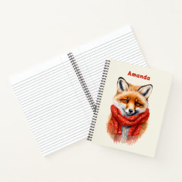 Cute Fox in a Red Scarf Autumn Image Notizbuch