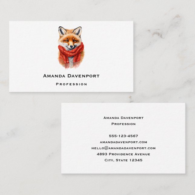 Cute Fox in a Red Scarf Autumn Image Visitenkarte (Vorne/Hinten)