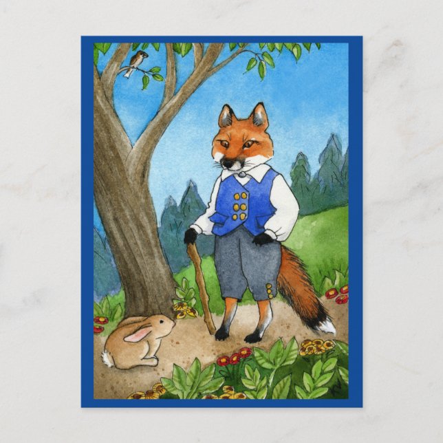 Cute fox, lapin lapin lapin carte postale (Devant)