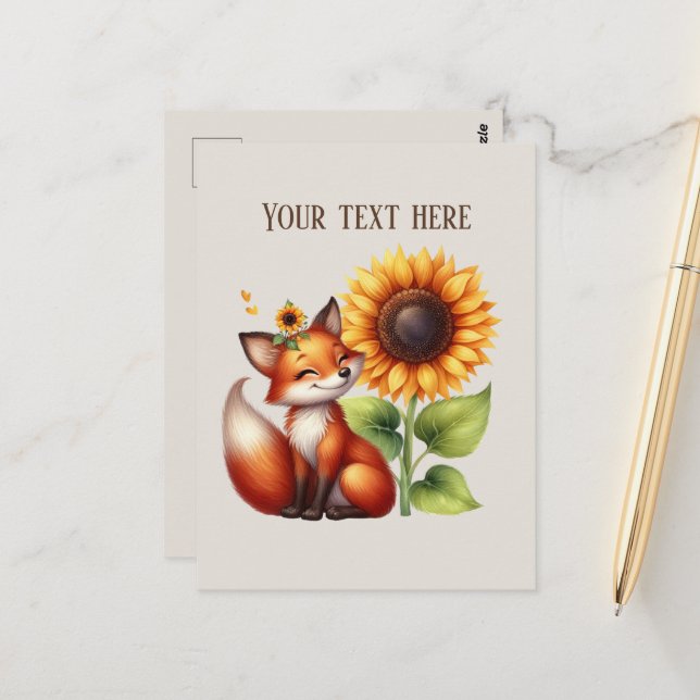 Cute fox lovers customizable  postkarte (Vorderseite/Rückseite Beispiel)