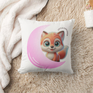 Cute Fox Pink Moon Cushion Kissen