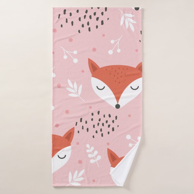 Cute fox seamless pattern, wolf hand drawn forest  badehandtuch (Badehandtuch)