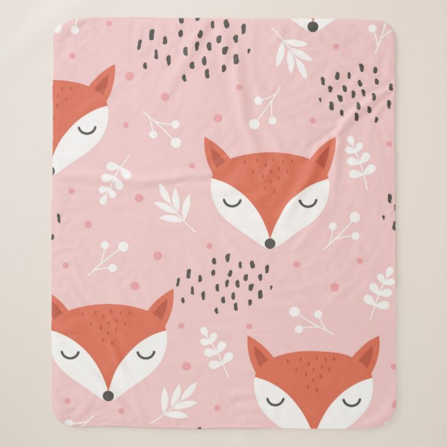 Cute fox seamless pattern, wolf hand drawn forest  sherpadecke (Vorderseite)