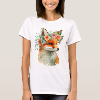 Cute Fox with Flowers T-Shirt – Adorable Nature Gr