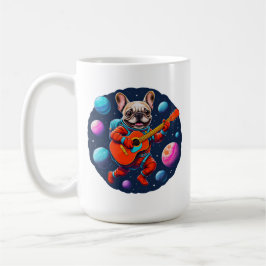 Cute French Bulldog Astronaut Playing Guitar – Fun Kaffeetasse