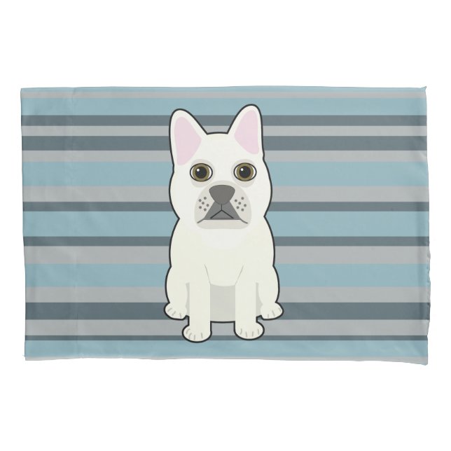 Cute French Bulldog Blue Striped Kissenbezug (Vorderseite)