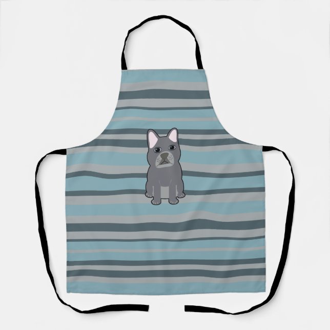 Cute French Bulldog Blue Striped Schürze (Vorderseite)