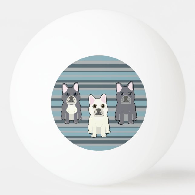 Cute French Bulldog Blue Striped Tischtennisball (Vorderseite)