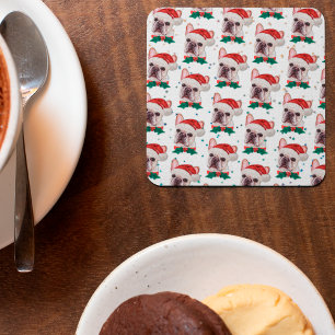 Cute French Bulldog Dog Christmas Pattern Rechteckiger Pappuntersetzer
