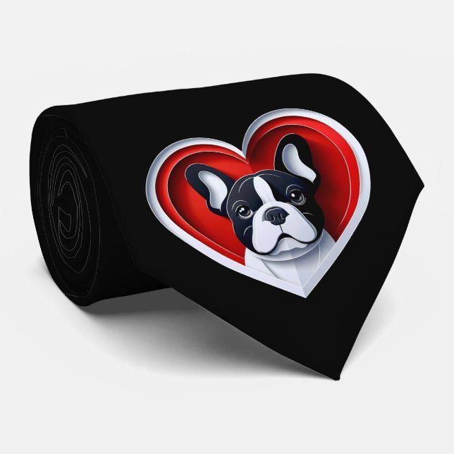 Cute French Bulldog Heart Frenchie Dad Dog Lover Krawatte (Gerollt)