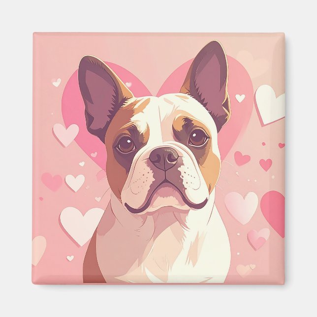 Cute French Bulldog Love Magnet (Vorne)