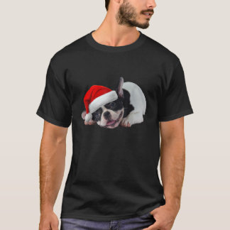 Cute French Bulldog Santa Hat Dog Photo Frenchie C T-Shirt