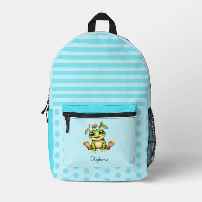 Cute Frog Bedruckter Rucksack (Vorderseite)