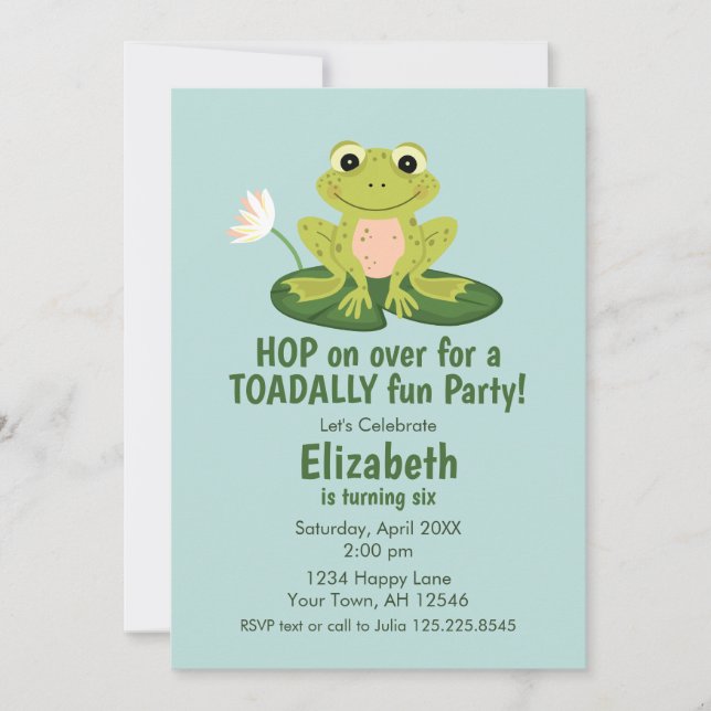 Cute Frog Birthday Invitation (Devant)