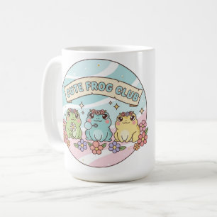 Cute Frog Club – Kawaii Pastell-Frösche Floral Süß Kaffeetasse