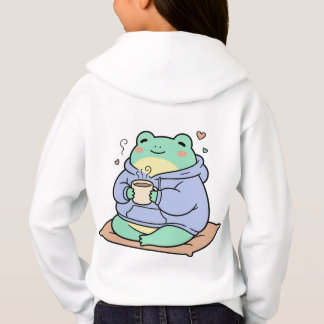 Cute Frog Cozy – Kawaii Frog Coffee T-Shirt Hoodie