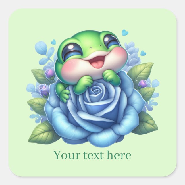 Cute frog lovers customizable  quadratischer aufkleber (Vorderseite)