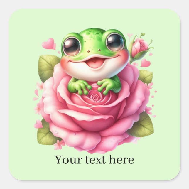 Cute frog lovers customizable  quadratischer aufkleber (Vorderseite)